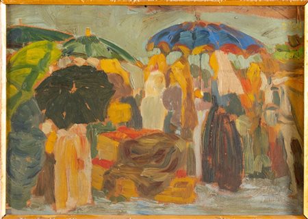 Antonio Maria Nardi (Ostellato 1897 - Bologna 1973), "Impressione di mercato".