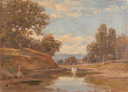 Giulio Fiori (Bologna 1909 - 1991), "Paesaggio", 1966.