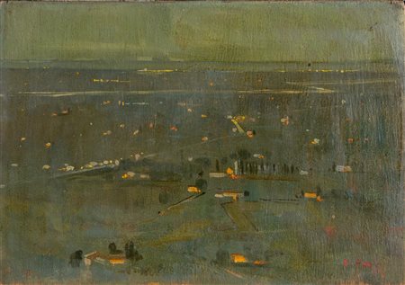 Edoardo Pazzini (Verucchio 1897 - Rimini 1967), "I fuochi di San Giuseppe visti da Verucchio".