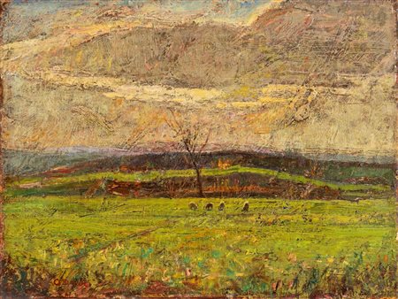 Ottorino Davoli (Reggio Emilia 1888 – Venezia 1945), "Campo al tramonto".