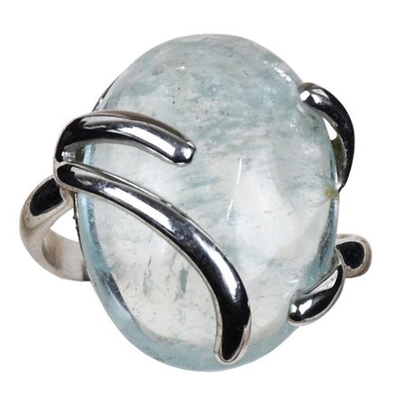 ANELLO IN ORO BIANCO CON BERILLO AZZURRO particolare anello in oro bianco,...