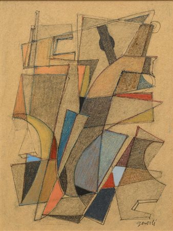 Franco Gentili (1939 - ) Senza titolo matita e pastello su cartoncino 25,5 x...