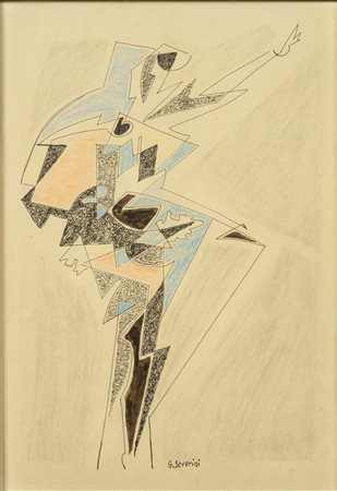GIno Severini (Cortona, 1883 - Parigi, 1966) Ballerina inchiostro e pastelli...