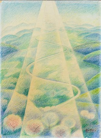 Gerardo Dottori (Perugia, 1884 - 1977) Paesaggio con fiume 1960 - 65 ca....