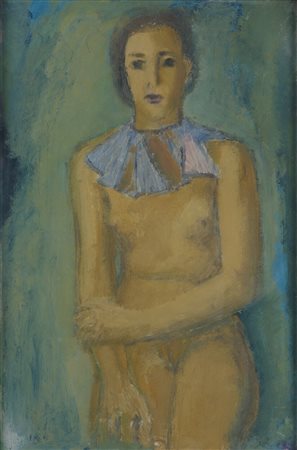 Orfeo Tamburi (1910 - 1994) Ritratto di Iride con bavero viola 1933-1934 olio...