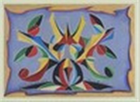 Primo Cimeraso (1910 - 1972) Motivo floreale futurista olio su carta...