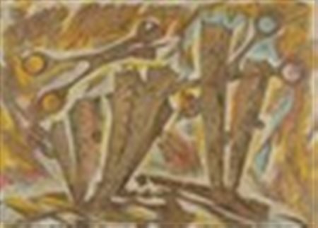 Riccardo Magni (1886 - 1964) Taglio sulla città futurista tecnica mista su...