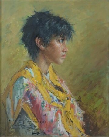 Clemente Tafuri (1903 - 1971) Ritratto olio su tela 50,5 x 40 cm. Dedicato e...