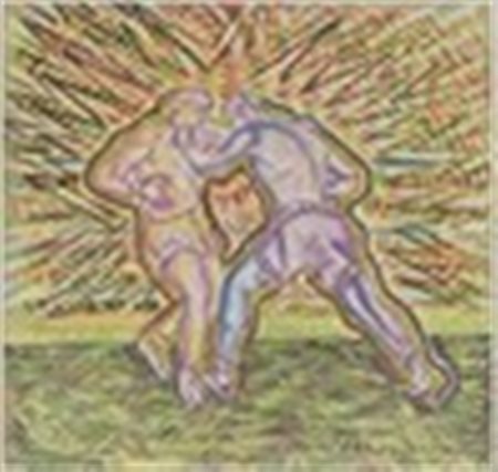 Dardo (XX secolo - ) Pugno veloce futurista - al retro Pugilatori 31 x 30 cm....