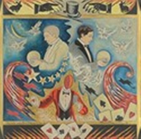 Dardo (XX secolo - ) Poker d'assi Ricordo di Houdinì mago futurista olio su...