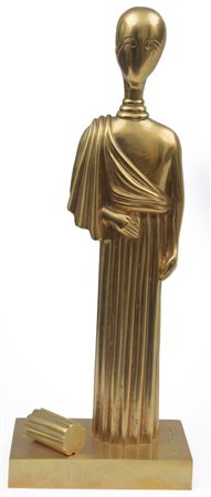 Giorgio De Chirico (1888 - 1978) La Musa 1975 bronzo dorato 29,5 x 11,5 x 7,5...