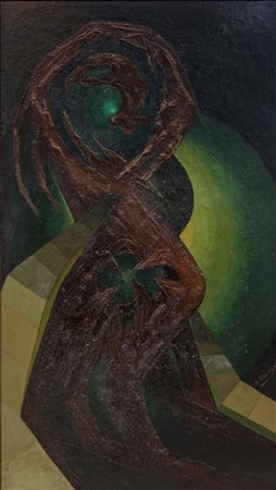 Andrea Raccagni (1921 - 2005) Senza titolo olio su tavola 209 x 118 cm....