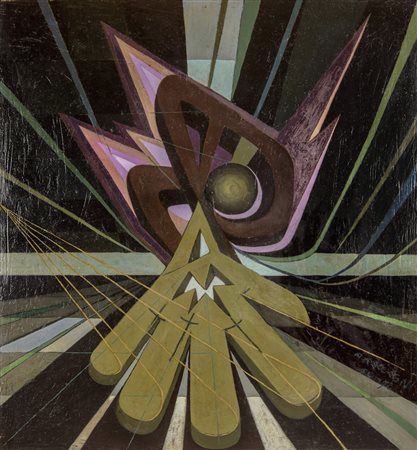 Andrea Raccagni (1921 - 2005) Senza titolo olio su tavola 149 x 138 cm. Opera...