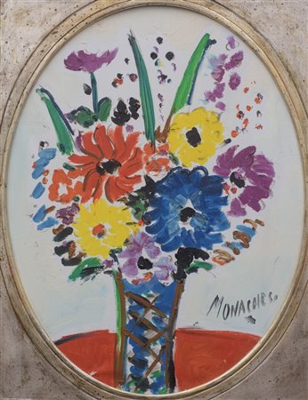 Sante Monachesi (1910 - 1991) Fiori 1964 olio su tela 55,5 x 42 cm. Firmato...
