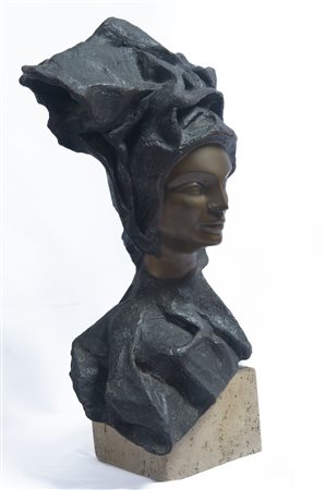 Angelo Canevari (1930 - 2014) Volto femminile bronzo H. 50 cm. Su base in...