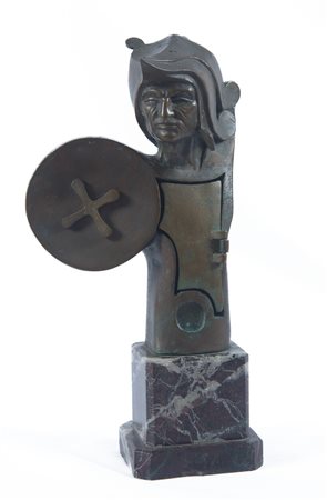 Angelo Canevari (1930 - 2014) Guerriero bronzo H. 25 cm. Su base in marmo...