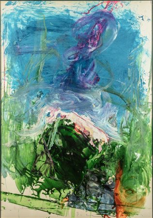 Mario Schifano (1934 - 1998) Senza titolo (Paesaggio) 1988 smalti e collage...