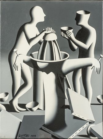 Mark Kostabi (Los Angeles, 1960 - ) Every Last Drop 1999 tecnica mista su...