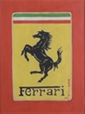 Mino Marmilla (1906 - 1978) Cavallino Ferrari dipinto su carta disegno...
