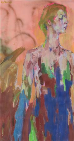 Adrian Moldovan (1955 - 2025) Lady X profil 2023 acrilico su tela 100 x 74,5...