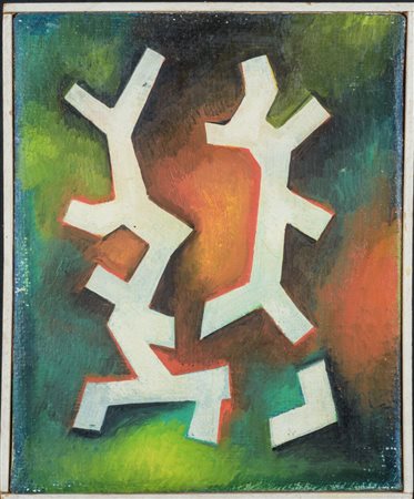Paolo Ricci (1908 - 1986) Composizione astratta 1974 olio su tela 30 x 24,5 cm.
