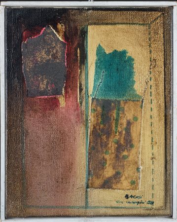 Manlio Bacosi (1921 - 1998) Due immagini 1972 olio e collage su tela 30 x...