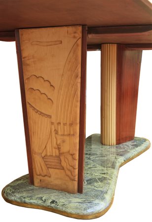 Vittorio Dassi (1923 - 1973) Tavolo da pranzo legno di palissandro, marmo...