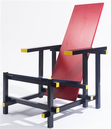 Gerrit Thomas Rietveld (1888 - 1964) Poltrona mod. "Red and blue" 1918 e...