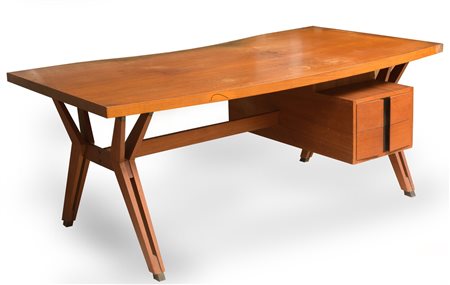 Ico Parisi per M.I.M. Scrivania 1960 ca. legno di palissandro e alluminio 172...