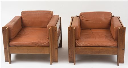 Sergio Asti (1926 - 2021) Coppia di poltrone mod. "Zelda" 1962 ca. legno e...