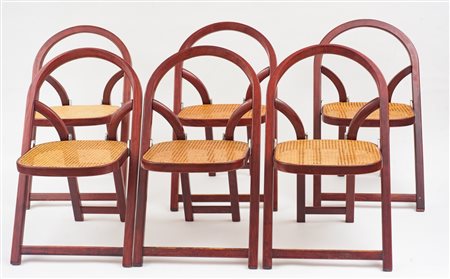 Gigi Sabadin (1930 - ) Sei sedie pieghevoli mod. "Arca" 1970 e succ. legno...