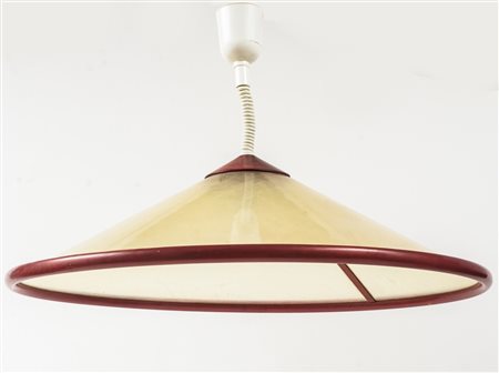 Giovanni Offredi (1927 - 2007) Lampadario 1970 ca. legno e vetroresina H. 66...