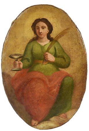 Scuola Italiana del XX secolo SANTA LUCIA olio su tela applicato su tavola,...