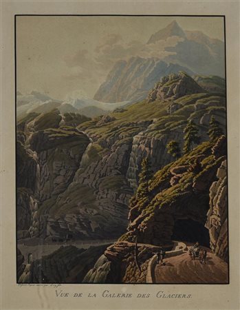 VUE DE LA GALERIE DES GLACIER, epoca primi di XX secolo cromolitografia, cm...