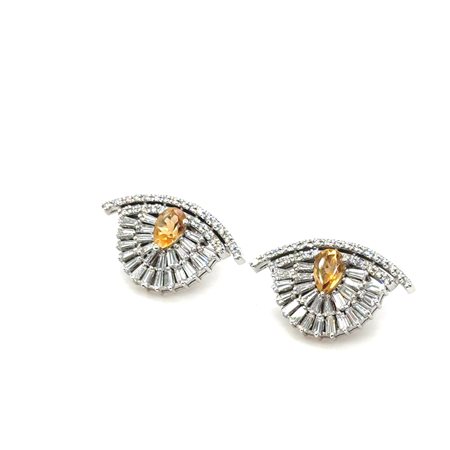 ORECCHINI IN ORO BIANCO 6.04 GR CON QUARZO CITRINO - DH-E305