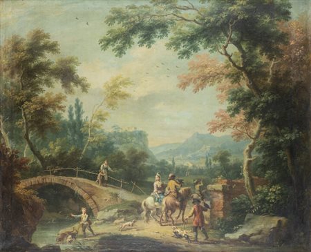 CIGNAROLI VITTORIO AMEDEO<BR>Torino 1730- 17 febbraio 1800<BR>"Caccia col falco"