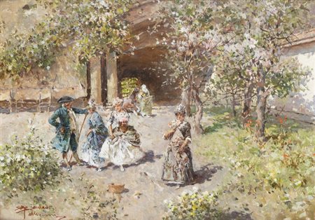 RICCARDO PELLEGRINI<BR>Milano 1863 - 1934 Crescenzano (MI)<BR>"Giornata di Primavera"