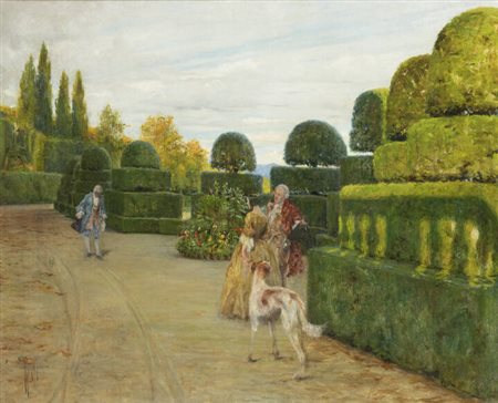 GIOVANNI GIANI<BR>Torino 1866 - 1937<BR>"Nobili in giardino"