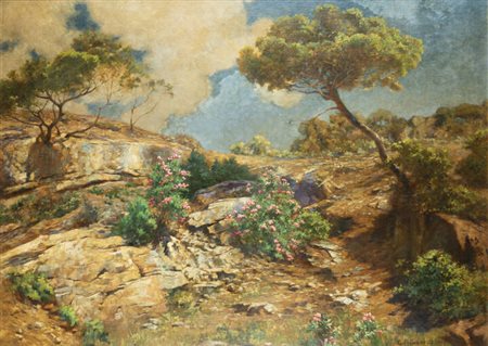 CARLO POLLONERA<BR>Alessandria d'Egitto (Egitto) 1849 - 1923 Torino<BR>"Paesaggio (Alassio)" 1923