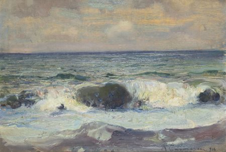 ANDREA TAVERNIER<BR>Torino 1858 - 1932 Grottaferrata (RM)<BR>"Marina" 1914