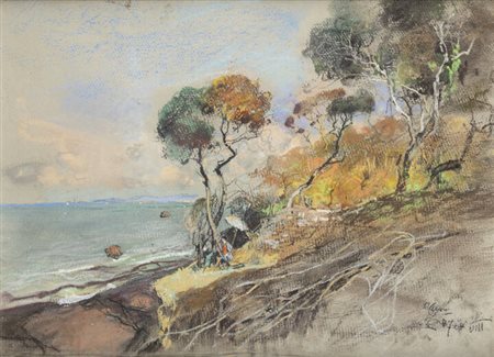 GIUSEPPE CASCIARO<BR>Ortelle (LE) 1863 - 1945 Napoli<BR>"La pittrice" anno VIII (1929)