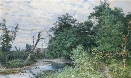 FILIBERTO PETITI<BR>Torino 1845 - 1924 Roma<BR>"Paesaggio" Roma 1899