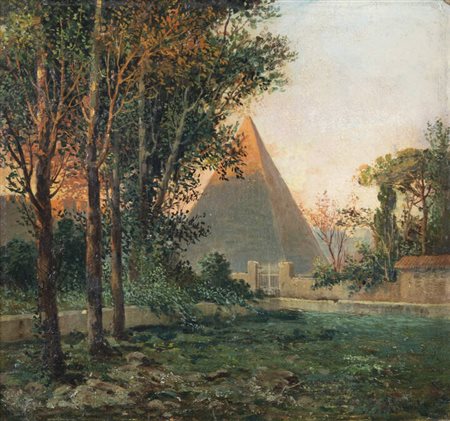 HERMANN CORRODI<BR>Frascati (RM) 1844 - 1905 Roma<BR>"La piramide Cestia"