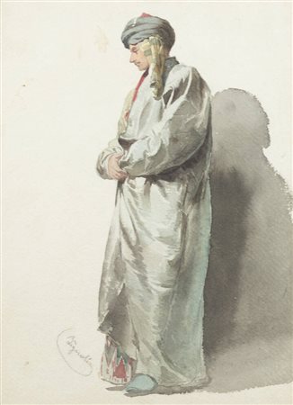 ANTONIO BIGNOLI<BR>Milano 1812 - 1886<BR>"Uomo con turbante"