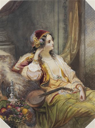 PITTORE NON IDENTIFICATO<BR>"La pausa" 1860