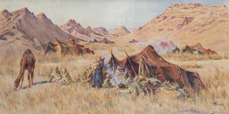 BIRCK ALPHONSE<BR>1859 - 1944 Fontainebleau (Francia)<BR>"Accampamento"