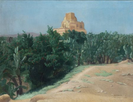 ADOLFO ROLLA<BR>Buenos Aires (Argentina) 1899 - 1967 Torino<BR>"Melograni e fichi d'India in fiore", Damasco 1937