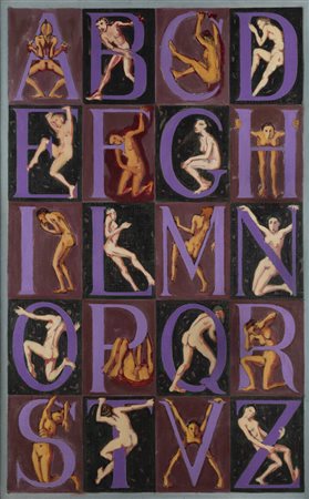 ITALO CREMONA<BR>Cozzo Lomellina (PV) 1905 - 1979 Torino<BR>"L'alfabeto" 1957 circa