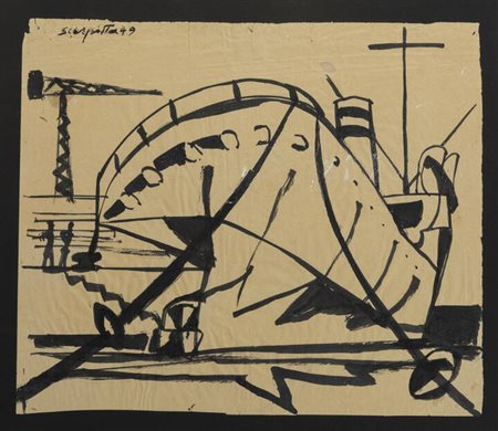 SALVATORE SCARPITTA<BR>New York (USA) 1919 - 2007<BR>"Nave inchiostro" 1949