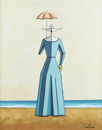 PIETRO MORANDO<BR>Alessandria 1892 - 1980<BR>"Suorina al mare" 1962